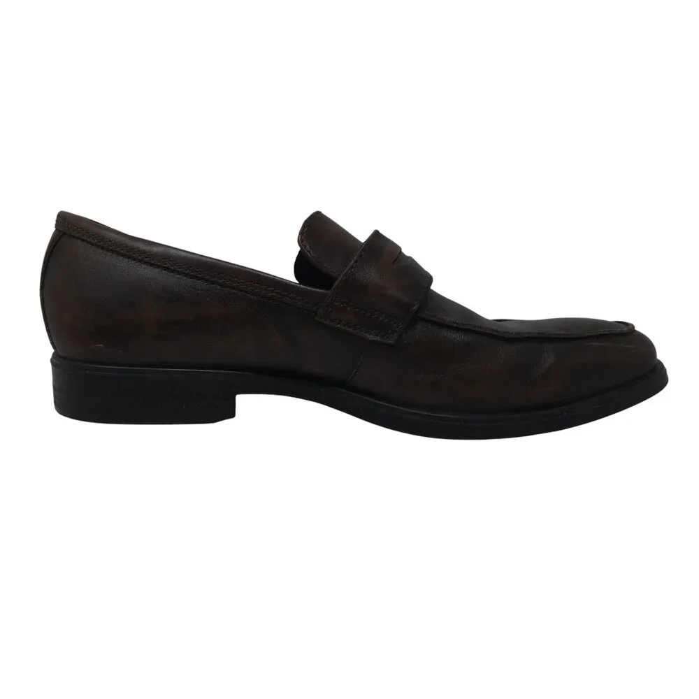 Ecco Melbourne Brown Leather‎ Penny Loafers Mens10